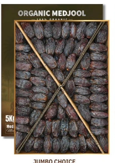 Jumbo Choice — Original Aziz organic Medjool date carton