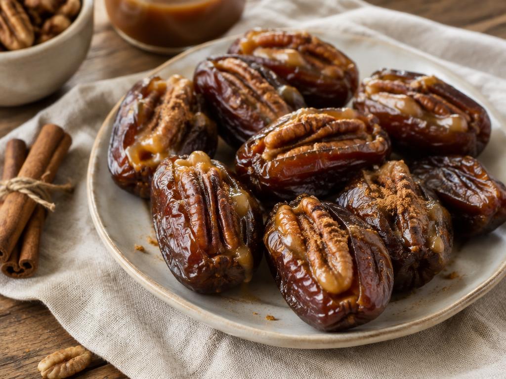 Pecan pie stuffed dates